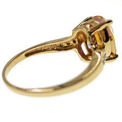 Classic 10k Solid Yellow Gold 2.50ct Genuine Mystic Topaz & Diamond Ring Size 7
