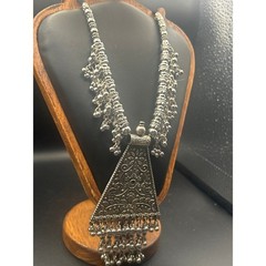 Vintage SE Asian Tribal Statement Pendant Necklace Cord Adjustable