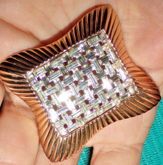MINTY!! signed Crown Trifari rhinestone pin with all channel set stones–SALE