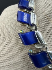 Vintage Thermoset Necklace Silver Tone Blue 14”