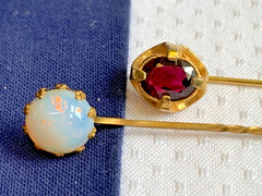 Vtg – Antique Stick Pin Lot Enamel Rhinestone Cloisonne Locket Costume Jewelry