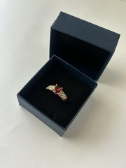 Vintage Red Cubic Zirconia Ring Gold Plated Womens Size 8.5