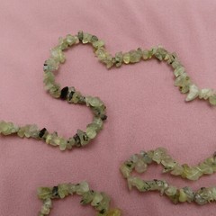 Prehnite Gemstone Necklace Green Chip Beads 34 inch Nuggets Strand JTV 610c