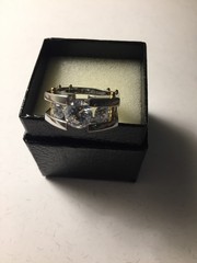 VTG Michael Valittuti 3ct CZ Tension Set NH Stainless Steel Square Band Ring SZ9