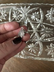 Vintage Avon 1982 Flower Basket With Marcasite Stones Silver Tone Lapel Pin
