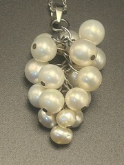 Vintage Japanese Genuine Freshwater Pearl Grape Cluster Pendant White Pearl 1.5″