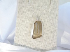 Artisan Sterling Silver 999 Modernist Natural Rutilated Quartz Pendant Necklace