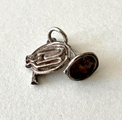Vintage sterling silver charm, french horn