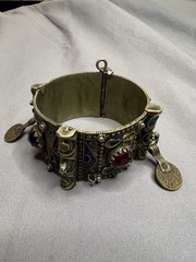 Antique Berber Silver Enamel Cuff Bracelet c.1900 North Africa (Kabyle Attrib.)