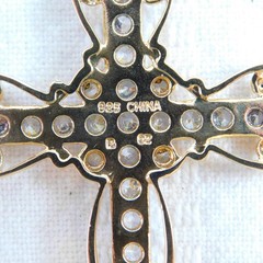 Ross Simons Necklace 18K Gold over Sterling Silver Cross Pendant 925 CZ Jewelry