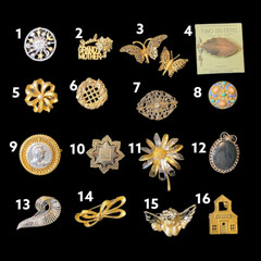 VTG Pin Brooch Goldtone Pewter Enamel Metal SOLD INDIVIDUALLY – Select Option