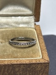 Art Deco Platinum Single Cut Diamond Eternity Wedding Band Ring