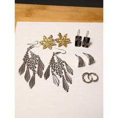 Collection of Thirteen Various Earrings, Dangles Chandelier Geometric and Studs