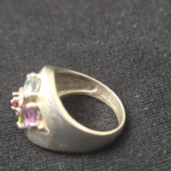 925 Sterling Silver Topaz Citrine Peridot Garnet & Amethyst? Ring Size 6 3/4