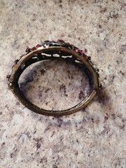 Vintage Unbranded Gunmetal With Red Ruby Looking Stone’s