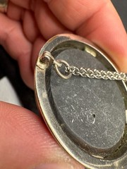 Antique Sterling Pietra Dura Pendant/Chain Floral Mosiac