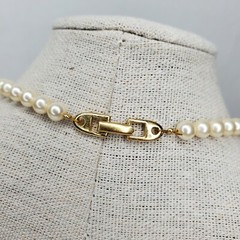 Vintage Napier Necklace Faux Pearl Gold Beads Accents Statement Art Deco Signed