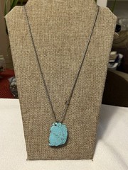 SOUTHWESTERN SILVER TONE FAUX TURQUOISE STONE LARIAT WRAP NECKLACES ADJUSTABLE