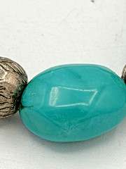 Vintage Faux Turquoise Stone Silver Tone Necklace