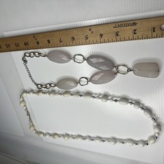H1 Lot White Clear Resin Lucite Acrylic Boho Hippie 70s Mcm Mod Retro Necklaces