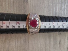 Vintage Lind Mens 14KT HGE Genuine Ruby Ring Size 11.75 Gold Electroplate