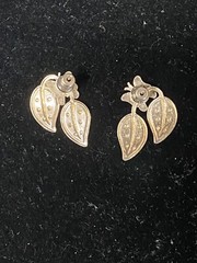 Vintage Sterling Silver Butterfly Leaf Turquoise Stud Earrings