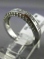 ESTATE .99CT ROUND & PRINCESS DIAMOND 14K WHITE GOLD 3D WEDDING ANNIVERSARY RING
