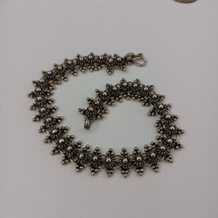 Vintage Silver Bracelet Ethnic Granulation Flower Filigree Tribal Articulated