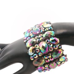 Vintage Crystal Stretch Bracelet Aurora Borealis Stones