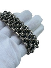Vintage Cathé Cathe Chunky Silver Tone Heavy Brutalist Ball & Chain Bracelet