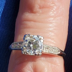 Original EARTH MINED DIAMOND Deco Engagement RING Vintage PLATINUM Solitaire 1 C