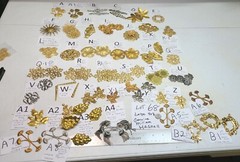 HUGE Lot #68 Vtg Miriam Haskell Large Flowers Jewelry Design Stampings Findings