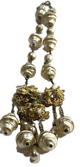 VTG 20s Choker Necklace 15″ Length, Beads, Pearls, Chain, Ornate Pendant