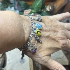 57. Vintage Silver 950 925 800 Mix 13 Dangle Charm Bracelet 7″, 22.8g