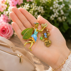 Kirks Folly Fairy Brooch Pin “Dance with Fairies” Green Glitter Wings Crystal
