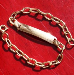 18k 750 yellow gold bracelet Italian 6.25″ Id link chain handmade 4.88gr N2525F