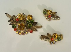 Juliana Pink Rhinestone Brooch Earring Set