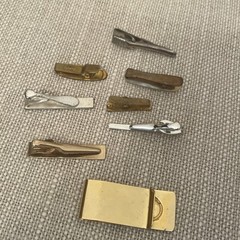 VTG Lot Of 8 Tie Clips Money Clip Hicock Marathon Mother Of Pearl Silver Gold