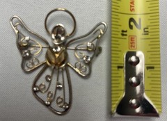 Angel with Rhinestones Singing Vintage Brooch Pin Gold Tone 2”x2”