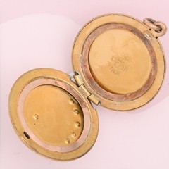 Antique Victorian Crescent Moon Star Rose Gold Filled Paste Pendant Locket