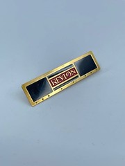 Vintage Revlon Pin Brooch Rectangle Black and Red Enamel Gold Tone