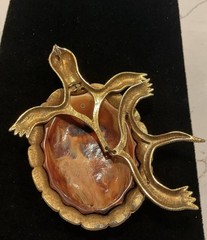 VTG. Large Turtle Pendant (Movable Back Legs & Tail) Acrylic & Metal Gold Tone
