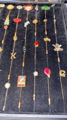 Assorted Vintage Collection of Decorative Stick Pins and Hat Pins, Multi-Theme L