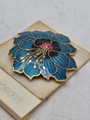 Vintage Cloisonne Brooch Lot Of 2, 1 Flower, 1 Butterfly. Unmarked