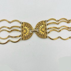 Vintage Gold Tone Necklace Curved Link Multi Chain 5 Strand 31.5”