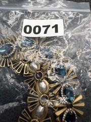 Vintage Chunky Blue Crystal Rhinestone Starburst Statement Y2K Necklace 20”