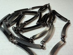 Vintage Necklace Les Bernard Bar Link Black Gray Metal Signed 36 in H1