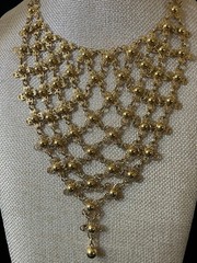 Vintage Flower Bib Necklace Ornate Adjustable Handkerchief Cascade Choker READ
