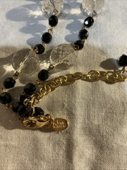 Joan Rivers Czech Republic Black & Clear Faceted Beaded Necklace Gold Tone