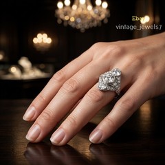 3-Stone Art Deco 4CT Round Lab Created Diamond Vintage Wedding Ring 14K Gold FN